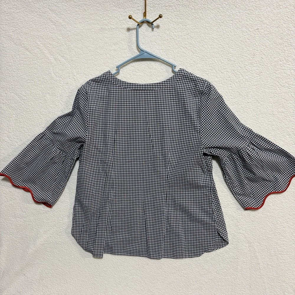 Talbots Oprah Collection Large Gingham Ladybug Top Teacher Preppy Academia - Picture 2 of 5